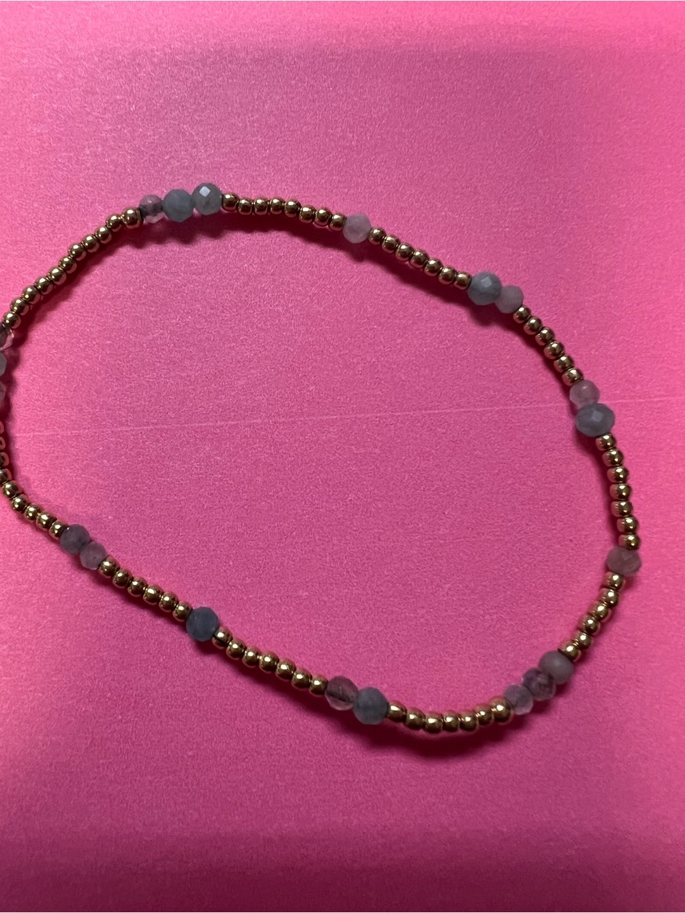 Gold Beaded Bracelet with Lavender Accent Beads - Women Jewelry